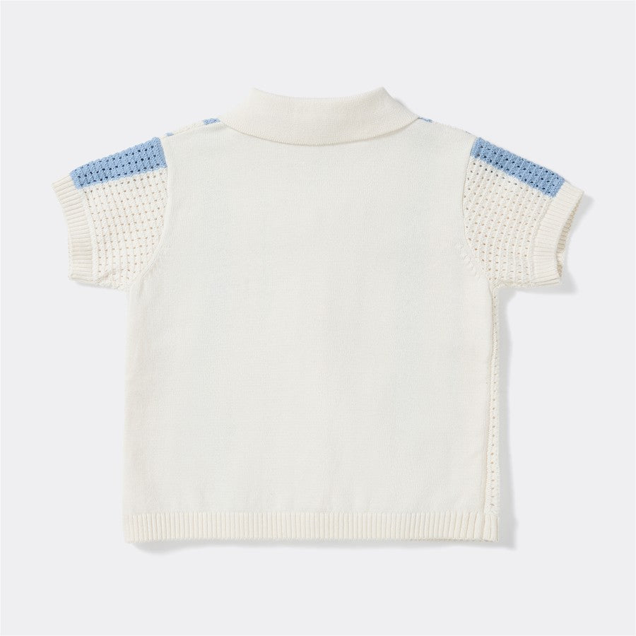 Baby True Knit Shirt - Blue & White