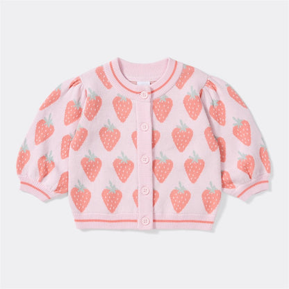 Baby Strawberry Print Cardigan