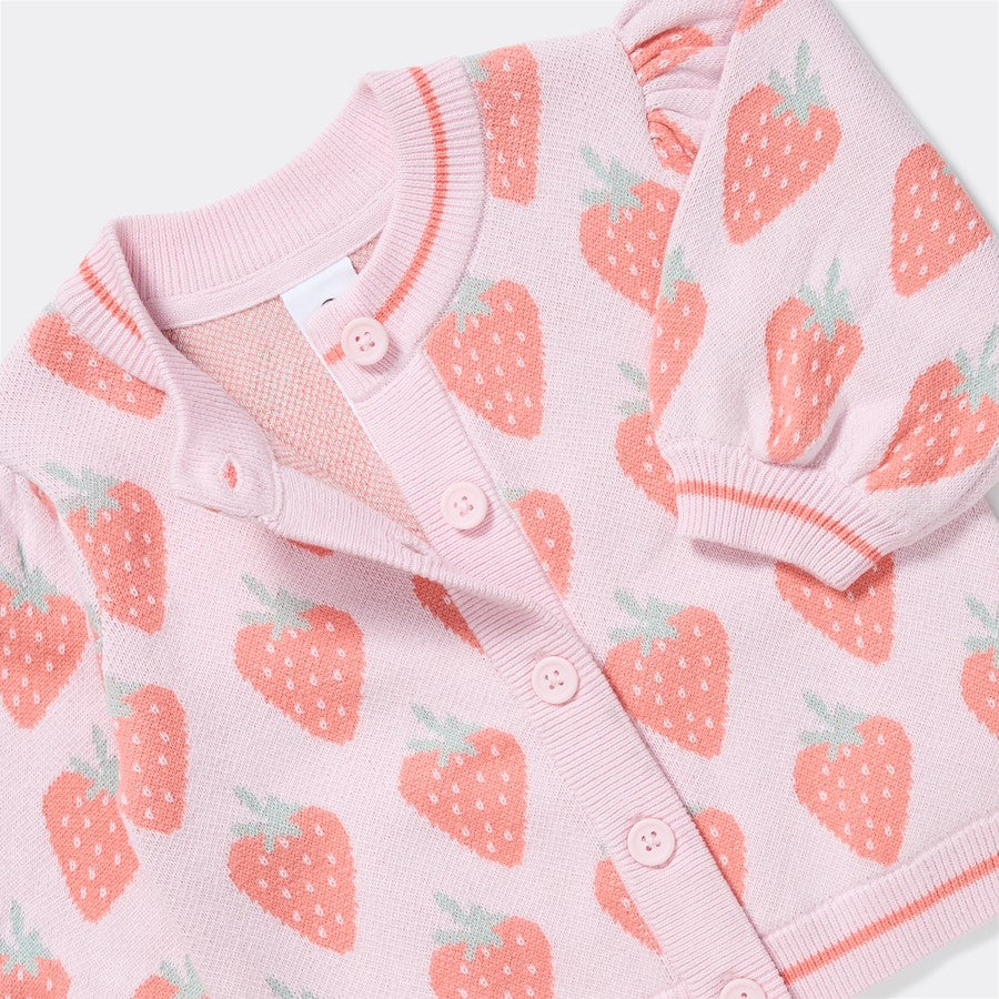 Baby Strawberry Print Cardigan