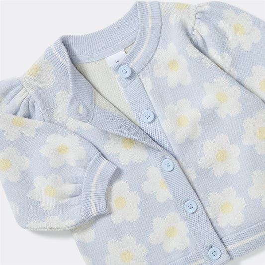 Baby Daisy Print Cardigan - Blue