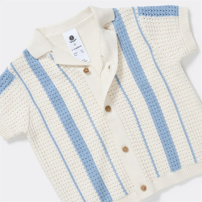 Baby True Knit Shirt - Blue & White