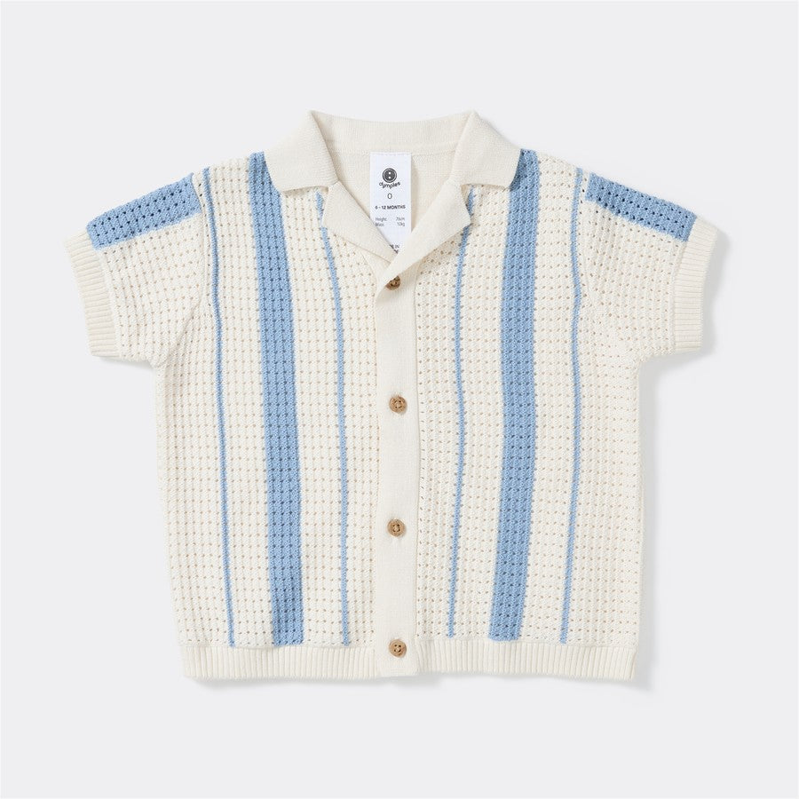 Baby True Knit Shirt - Blue & White