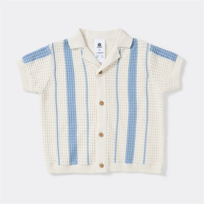 Baby True Knit Shirt - Blue & White