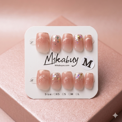 Short Square - Rose Gold Sparkle Bliss (M)