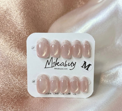 Short Oval - Sparkling Rose French Cat-Eye (M)