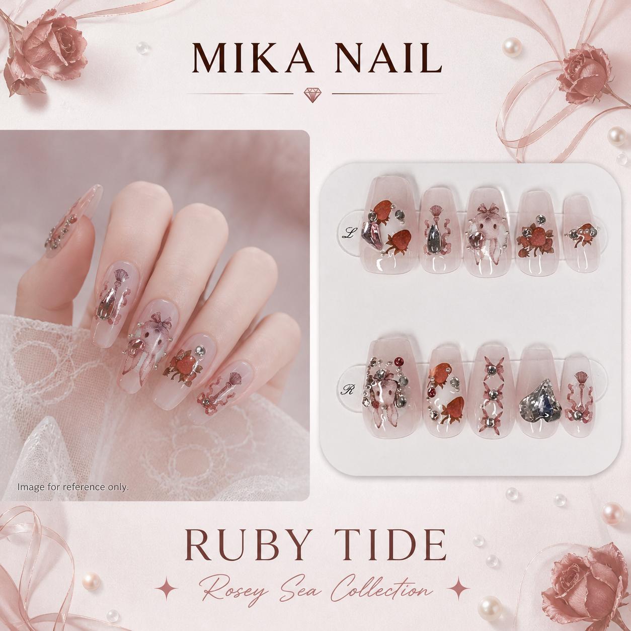 Short Squoval - Ruby Tide (S)