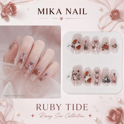 Short Squoval - Ruby Tide (S)