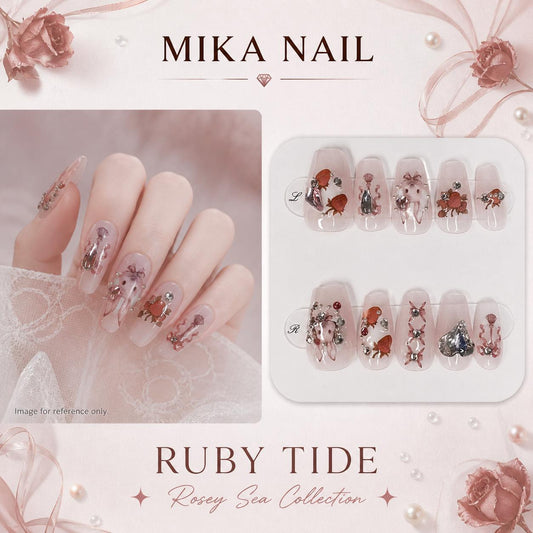 Short Squoval - Ruby Tide (S)